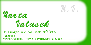 marta valusek business card